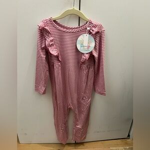 Little Sleepies Pink Striped Long Sleeve Jumpsuit